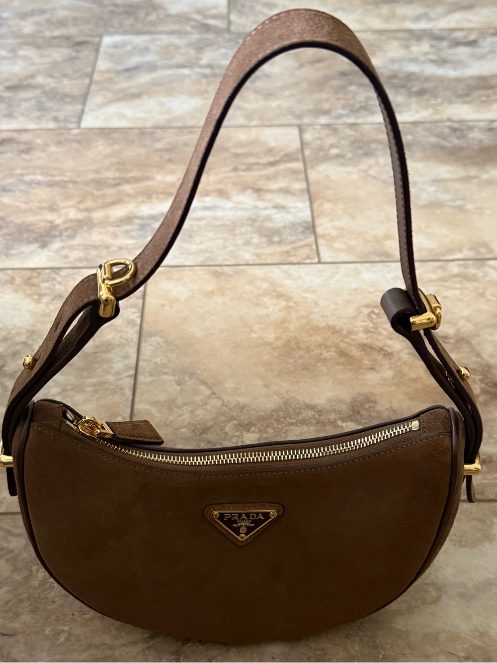 Prada Arque Mini Suede Shoulder Bag - Picture 3 of 11